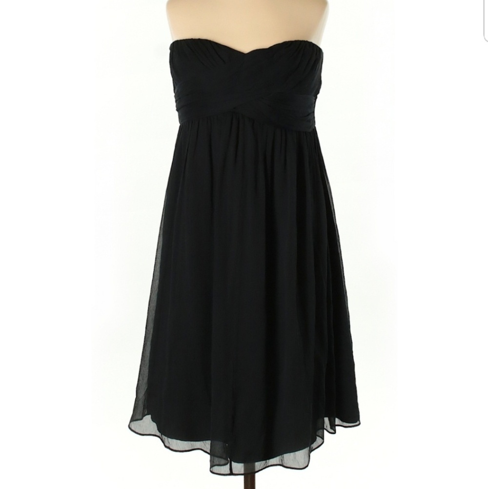 J. CREW Taryn Silk Chiffon Strapless Dress women's size 4 Petite (I1)